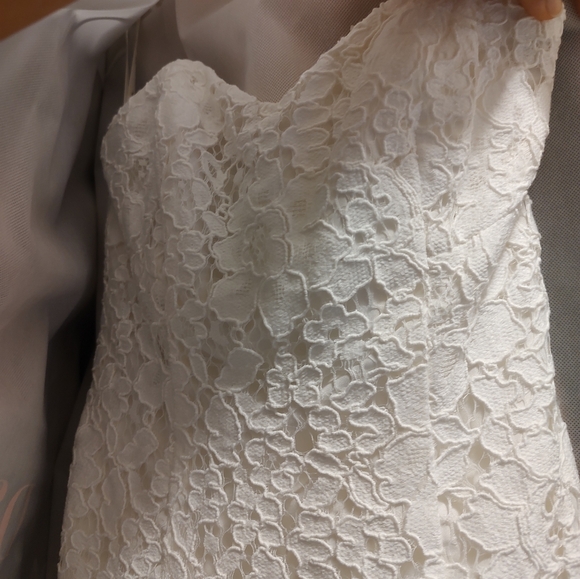 NWT Galina High-Low Lace Corded Strapless Wedding Dress - Picture 5 of 7